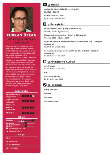 Metalürji Ve Malzeme Mühendisliği Cv Örnekleri cv indir